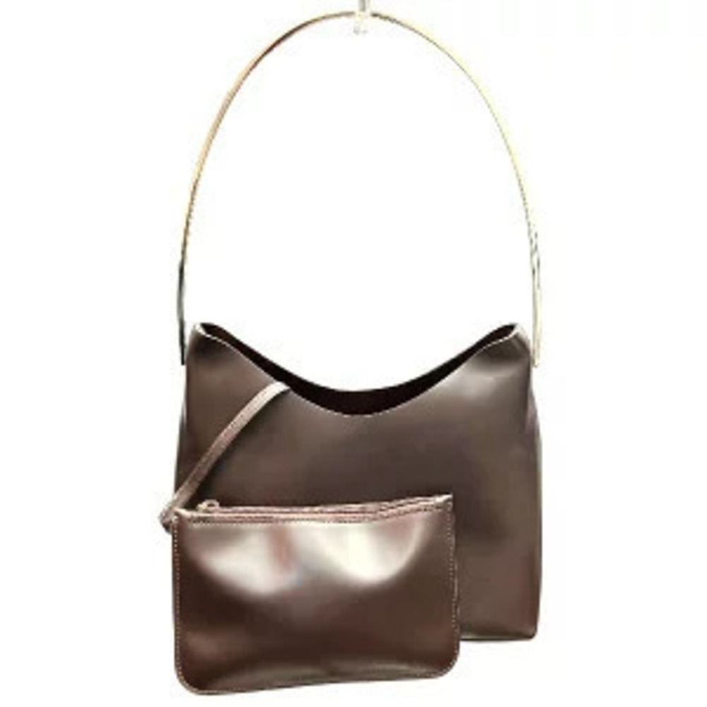 Gucci Metal Handle Shoulder Bag Tom Ford era dark brown leather